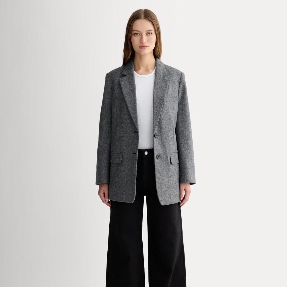 EVERLANE The Oversized Wool Blazer Grey Herringbone 6
